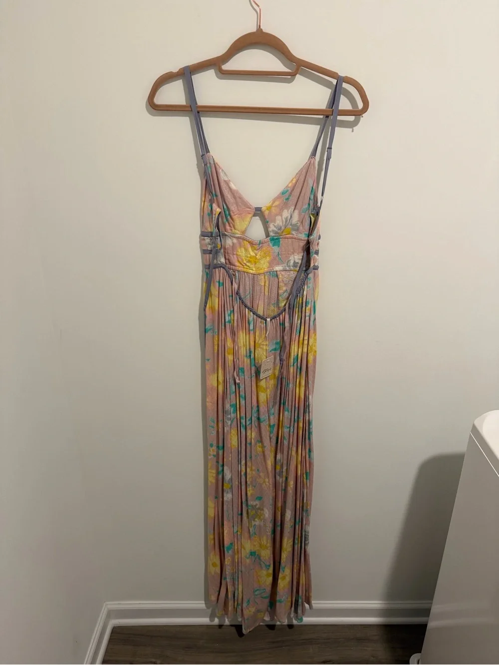 Free People Pink Floral Maxi Dress with Yellow & Mint Accents
